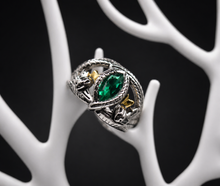 Load image into Gallery viewer, Aragorn's Ring of Barahir Lord of the Rings Hobbit Ring Prop Replica Brass Sterling 925 Silver Handmade
